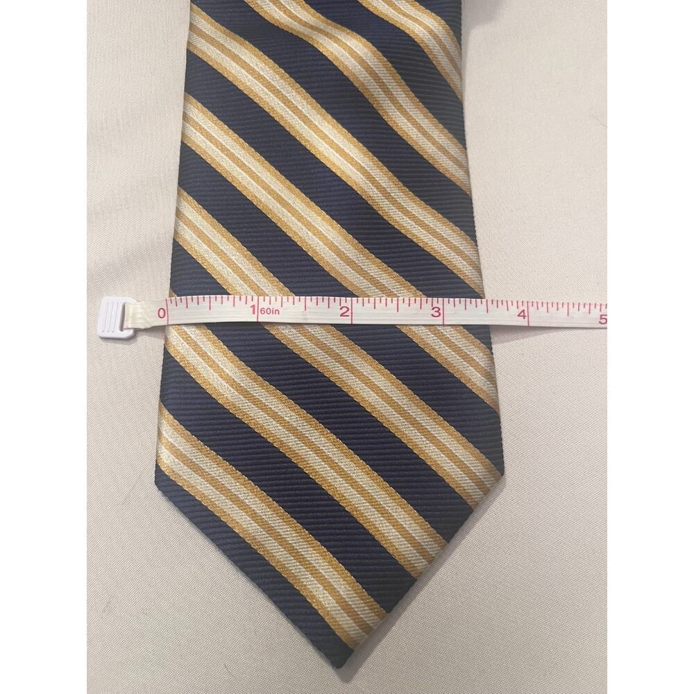 Chaps Striped 100% Silk Tie Hand Made Mens Necktie blue/gold